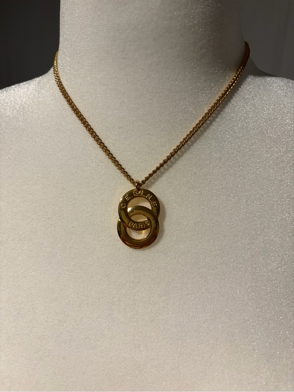 Celine Polished Gold Interlock Pendant Necklace